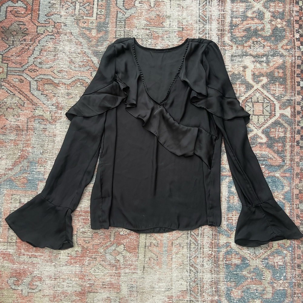 Elegant Black Ruffle Blouse